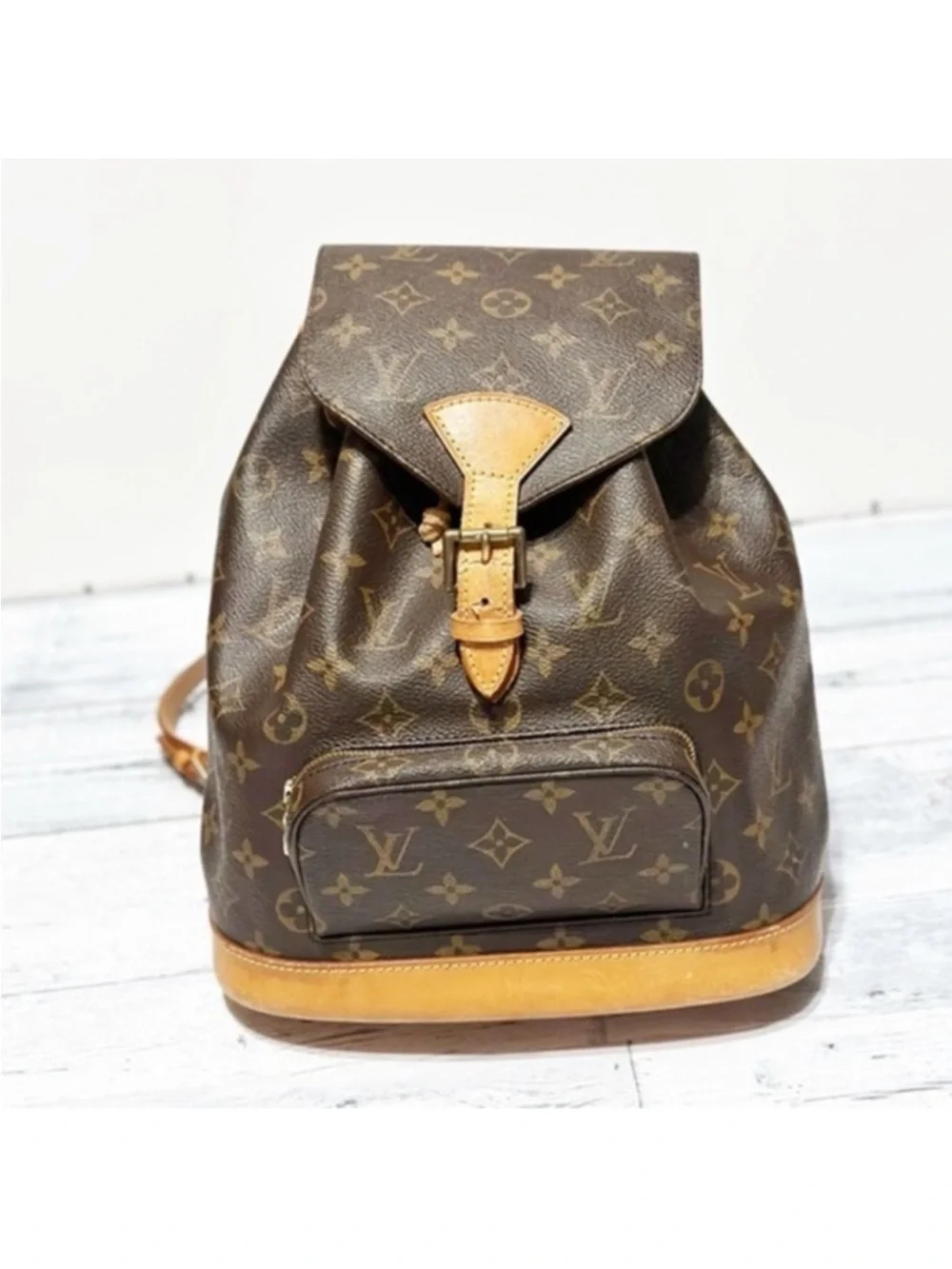 Louis Vuitton Monogram Monsieur MM Leather Fabric Brown Backpack Purse